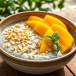 Chia, almond and mango breakfast bowl