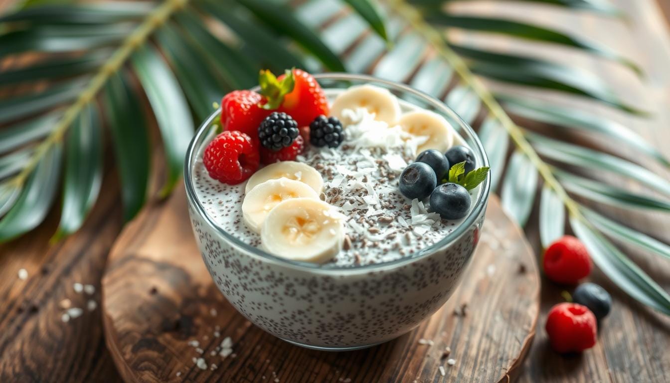 Chia and coconut pudding breakfast