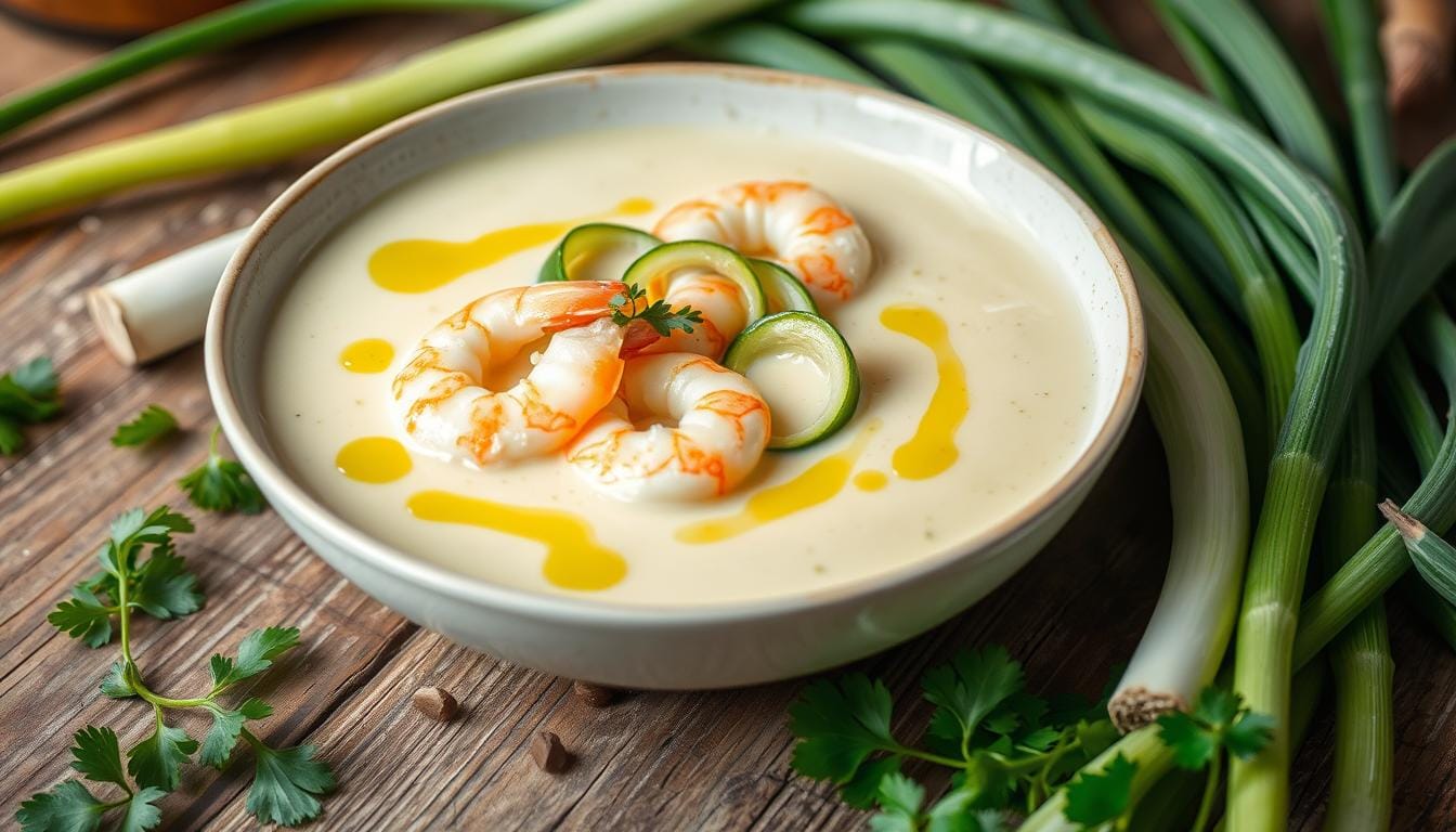 leek soup with shrimp